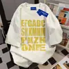 Camiseta Feminina Trendy de Marca Estilo Coreano Design Retrô Estampada com Letras Manga Curta 2025 Verão Versátil Casual Soltinho