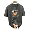 Camiseta de Manga Curta Verão Nova Desenho Animado Estampa Crayon Shin-chan Solta Tendência Versátil Top Masculino Camiseta de Manga Curta