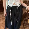 Cinturón Tejido Retro Étnico de Bloques de Color para Mujer con Faldas y Jeans con Accesorios Cuerda Fina de Cintura Estilo Bohemio