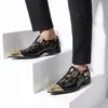 Zapatos de Moda Populares Transfronterizos de Talla Grande con Puntera de Acero Estilo Británico para Hombre, Mocasines de Cuero Personalizados para Peluquero -25720
