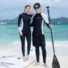 Traje de Buceo Estilo Coreano para Pareja Traje de Baño de Manga Larga para Mujer Antimedusas Traje de Snorkel Dividido Protección Solar Ajustado Traje de Baño