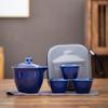 Juego de Té de Viaje Tetera Kung Fu con Tres Tazas Juego Pequeño para Coche Camping al Aire Libre Caja de Regalo Impresa Juego de Té de Camping
