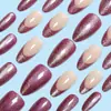 Puntas de Uñas Moda Ojo de Gato Moradas Forma Almendra Usables, Puntas de Uñas Usables para Manicura Suave, Set de 24 Piezas para Puntas de Uñas Transfronterizas