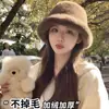 Sombrero de Piel Sintética de Conejo para Mujer Otoño e Invierno Sombrero de Pescador de Felpa Color Sólido Exportación Cálido y a Prueba de Frío Moderno de Gama Alta Sombrero Cubo