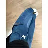 Pantalones de Diseño Bordados de Pierna Ancha Estilo Cimitarra para Mujer, Nuevo Estilo Verano, Jeans Retro Americano Azules de Cintura Alta Sueltos Adelgazantes para Mujer