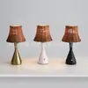 Lámpara de Noche Creativa de Ratán Recargable por USB Lámpara de Atmósfera de Doble Propósito Lámpara de Mesa Táctil Escritorio de Mesita de Noche Barra Lámpara de Mesa Decorativa