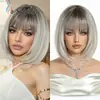 Peluca para Mujer, Nuevo Estilo Bob, Cobertura Total de Cabeza, Cabello Corto Lacio, Imitación de Cabello Humano Completo, Estilo Natural Completo, Peluca de Piloto