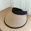 Chapéu Viseira de Moda Versátil Colorido para Mulheres, Chapéu de Palha com Proteção Solar para o Verão, Chapéu de Sol para Uso Externo, Deslocamento, Férias, Tendência