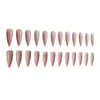 Z-321 Unhas Postiças Florzinha Cristal Nude Ponta Longa Transfronteiriça Menina Popular Flor de Cristal High-End 24 Peças Pontas de Unha Usáveis Atacado