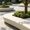 Banco de terrazzo curvo para canteiro de árvore superfície curva grande simples para exterior paisagismo de contorno de árvore comunitário assento de descanso de tira longa personalizado