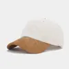 Boné de Veludo Cotele Estilo Coreano para Mulheres, Boné com Blocos de Cor Outono e Inverno Bordado com Letras Bico de Pato para Homens, Chapéu Versátil Tendência Street para Casais