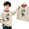 Camiseta base de rayas para niño, de algodón puro, manga larga, estilo nuevo para primavera y otoño