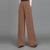 Estilo Verão Novo Calça de Linho Wide-leg Feminina Drapeada Cintura Alta Reta Plissada Perna Larga Cadarço Casual Calça de Algodão e Linho 2024