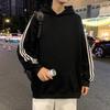 Listrado Solto Casual Com Capuz Top oversize Moletom Masculino Primavera e Outono Novo Simples High Street Manga Comprida Jaqueta