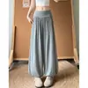 Calças Jogger Casuais Cinzas para Mulheres, Finas de Verão, Cintura Baixa, Emagrecimento, Largas, Calças Harem de Yoga