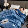 Manta de pelo de conejo, adecuada para todas las estaciones, manta para siesta en la oficina, cubierta para sofá, forro polar de coral, manta pequeña para aire acondicionado, manta para estudiantes