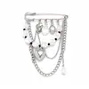 Broche de Corazón con Borla de Perlas Artificiales Estilo Dulce-Cool Europeo y Americano Pin Universal de Ajuste para Jeans Vintage Unisex Transfronterizo