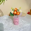 Ramo de Flores de Lana en un Cubo Abrazo, Regalo Hecho a Mano para Mejor Amiga, Ramo de Flores Pomposas, Ramo de Regalo para el Día de San Valentín y el Día del Maestro
