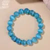 Pulseira de Pedra Olho de Gato de Vidro, Pedra Olho de Gato Rosa, Exquisita e de Alto Padrão, Pulseira Empilhável, Pulseira Lembrança de Viagem, Atacado