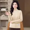 Cross 2026 Otoño Nuevo Estilo Capa Base Top Pequeño Elegante Adelgazante Tallas Grandes Estilo Chino Adelgazante Reductor de Edad de Mediana Edad Suéter Versátil