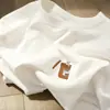 Camiseta Blanca de Algodón Puro Pesado Estilo Chino de Manga Corta para Mujer Verano Estilo Retro Americano Chic y Hermosa Top