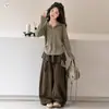 Conjunto de Ropa de Otoño para Niñas 2026 Nuevo Estilo para Niños Mayores: Sudadera con Doble Cremallera y Solapa Trasera y Pantalones de Pierna Ancha, Conjunto de Dos Piezas Estilo Bosque para Niños