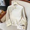 Garantía de Calidad Seda Real Antienvejecimiento Nueva Camiseta Estilo Chino Nacional para Mujeres de Mediana Edad Camiseta Interior Satinada para Primavera y Otoño