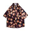 C2-2 Camisa Havaiana Floral Tropical Pintura a Óleo Retrô Tendência Street Estilo Hong Kong Camisa Folgada para Homens e Mulheres