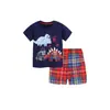 Conjunto de Verano para Niños Estilo Europeo y Americano, Nuevo Conjunto de Manga Corta con Cuello Redondo y Estampado Lindo, Conjunto de Shorts para Niños Pequeños y Niños Pequeños, Al por Mayor