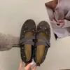 Zapatos Planos de Cuña Oculta con Lunares Estilo Francés de Corte Bajo para Mujer 2026 Nueva Llegada de Otoño Estilo Ballet con Faldas Zapatos Mary Jane
