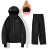 Conjunto de Traje de Esquí para Exteriores con Forro de Felpa Tallas Grandes para Pareja para Mujer, Ropa de Montañismo Impermeable y Resistente al Viento, Conjunto Cálido de Dos Piezas