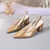 Zapatos de tacón alto con punta para mujer de talla grande transfronterizos, tacón grueso, nuevo estilo vintage otoño 2026, sandalias cerradas de punta baja para mujer