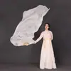 Leque de Dança de Seda Sintética, Leque Longo de Seda com Degradê Colorido, Leque de Dança Longo de Seda para Yangge e Dança de Salão