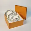 Serie Jungla de H Juego de Cuatro Piezas de Vajilla Europea Occidental Taza de Café y Platillo Plato Occidental Vajilla de Porcelana Ósea para el Hogar Venta al por Mayor