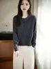 Cárdigan de algodón puro con múltiples botones y cuello redondo para mujer, estilo básico simple, holgado y adelgazante, versátil para primavera y otoño, prenda exterior tejida