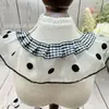 En Stock Al Por Mayor Estilo Fresco Cuadrícula Puntos Negros Fondo Blanco Bordeado Tela Cuadros 5.5cm Accesorios para Muñecas