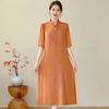 Novo Vestido Elegante de Algodão e Seda 2026 para Mulheres, Verão Plus Size Solto de Viscose Acima do Joelho Elegante Longo para Mães