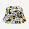 Sombrero de Pescador Infantil de Comercio Exterior, Nuevo Estilo Primavera y Verano, Sombrero Cubo de Dibujos Animados con Estampado de Camión Mezclador para Niños, Sombrero de Sol Reversible para Exteriores