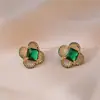Brincos para Mulheres, Brincos de Cobre com Zircônias Micro-Cravejadas em Formato de Flor e Coração, Novo Design de Nicho, Design Simples, Joias Temperamentais e Versáteis