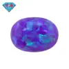 Huagang Gema Ópalo Forma de Huevo Ópalo Sintético Piedra Suelta Azul-Morado Ópalo Artificial Planos Ovalados Fondo Op51