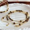 Guofeng Vintage Boutique Maillard Natural Olho de Tigre Atmosfera Colar Corrente Clavicular