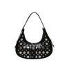 Nova Bolsa de Verão 2025 com Rebites Grande Capacidade Elegante Estilo Balde Simples Casual High-End Moda Ombro Único Bolsa de Axila