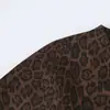 Fabricante Mayorista de Ropa para Mujer Transfronteriza Moda Europea y Americana 2026 Blazer de Gamuza con Botones y Estampado de Leopardo