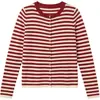 Cardigan de Lã Tricotado Hongren Guan Feminino Outono 2026 Novo Top de Manga Longa Slim Fit Casaco Suéter Listrado Azul