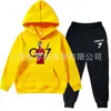 Ropa para Niños y Niñas Primavera y Otoño Nuevo Color Puro Estampado Ropa Infantil Conjunto de Dos Piezas de Sudadera y Pantalón de Terciopelo para Niños Estilo Americano