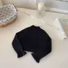 Novidades Outono/InvernoSuper Fácil de Combinar! Suéter de Malha Canelada de Gola Alta para Meninas, Camada Base de Outono, Top Interno