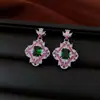 Brincos de Flor de Zircônia Vintage, Pulseira, Colar, Corrente para Clavícula de Luxo Leve de Alta Qualidade, Conjunto de Joias Exquisite