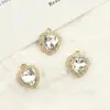 Pingente Charme Coração Cortado a Laser com Strass Inserido em Metal para Pulseira Colar Brinco DIY Artesanal Materiais Enfeites