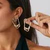 Pendientes Geométricos Asimétricos Exagerados en Forma de C Transfronterizos Europeos y Americanos Estilo Ins de Círculo Líquido Roscado de Nicho para Mujer