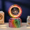 Bola de Cristal Transfronteiriça Base Giratória com Textura de Madeira Luminária Noturna Brilhante Lâmpada do Céu Estrelado 3D Decoração de Mesa Presente Criativo de Feriado